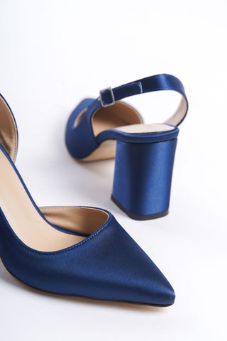 Olsen Kadın Sivri Burun Arkası Açık Bantlı Kalın Topuklu Stiletto Günlük Abiye Ayakkabı
