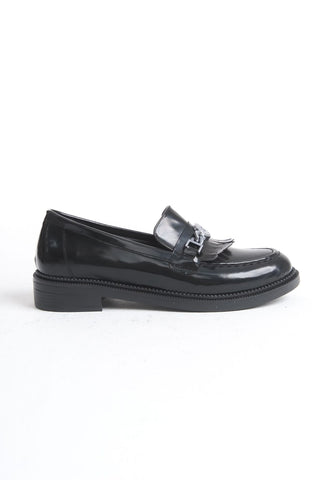 Kadın Loafer Makosen Casual Tokalı Günlük Ayakkabı Tery Siyah Cilt
