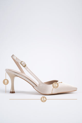 Siena Kadın Stiletto Sivri Burun Arkası Açık Atkılı Topuklu Ayakkabı