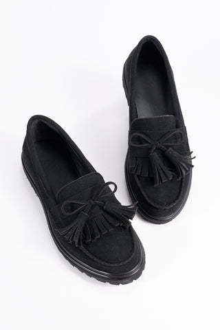 Kadın Loafer Günlük Klasik Ayakkabı Casual Makosen Deni Siyah