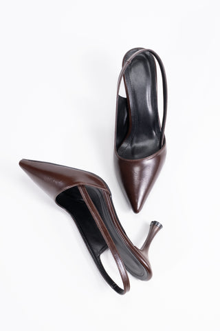 Kadın Stiletto Sivri Burun Arkası Açık Topuklu Ayakkabı Davida Kahve