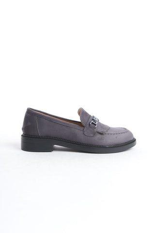 Kadın Loafer Makosen Casual Tokalı Günlük Ayakkabı Tery Gri