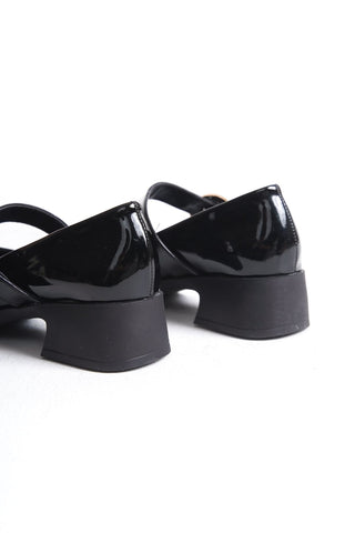 Kadın Loafer Atkılı Kalın Topuk Günlük Ayakkabı Ballet Siyah