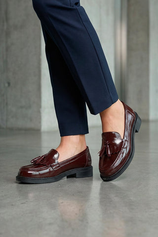 Kadın Loafer Makosen Günlük Ayakkabı Lipa Bordo Rugan