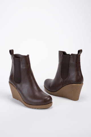 Kadın Dolgu Topuklu Lastikli  Fermuarlı Günlük Bot Florea