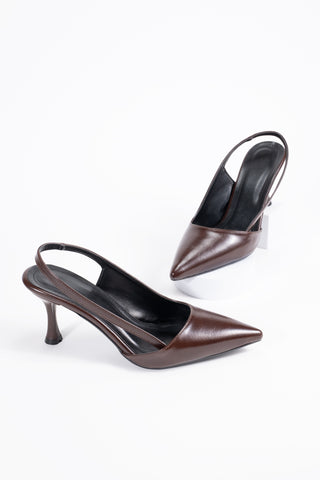 Kadın Stiletto Sivri Burun Arkası Açık Topuklu Ayakkabı Davida Kahve