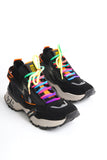 Kadın Sneaker Yüksek Taban Bağcıklı Spor Ayakakbı Flexy Siyah