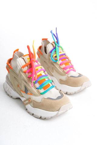 Kadın Sneaker Yüksek Taban Bağcıklı Spor Ayakakbı Flexy Bej