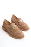 Kadın Loafer Makosen Casual Tokalı Günlük Ayakkabı Tery Taba