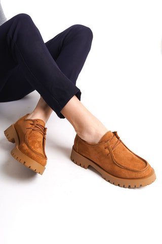 Kadın Loafer Makosen Bağcıklı Günlük Ayakakbı Halsey Taba
