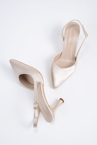 Siena Kadın Stiletto Sivri Burun Arkası Açık Atkılı Topuklu Ayakkabı