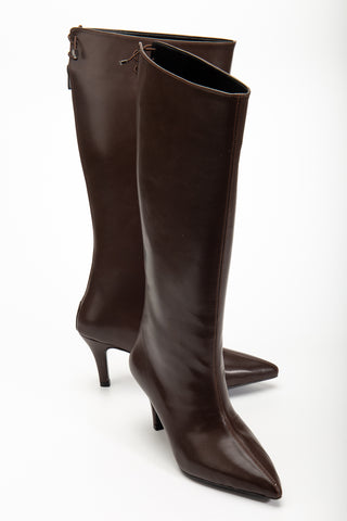 Kadın Sivri Burun Arkadan Fermuarlı Çizme Perra