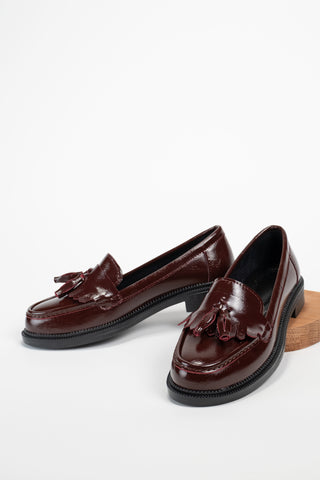 Kadın Loafer Makosen Günlük Ayakkabı Lipa Bordo Rugan