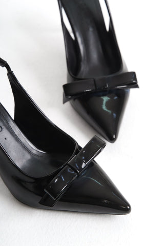 Kadın Stiletto Sivri Burun Fiyıonklu Topuklu Günlük Ayakkabı Leuven Siyah