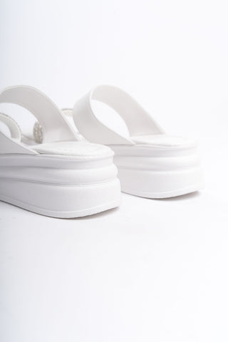 Dublin Kadın Çift Bantlı Taşlı Dolgu Taban Burnu Açık Günlük Terlik