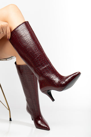 Kadın Sivri Burun İnce Ökçe Çekme Günlük Çizme Sleek