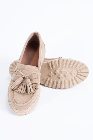 Kadın Loafer Günlük Klasik Ayakkabı Casual Makosen Deni Bej