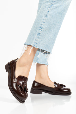 Kadın Loafer Makosen Günlük Ayakkabı Lipa Kahve Rugan