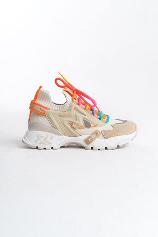 Kadın Sneaker Yüksek Taban Bağcıklı Spor Ayakakbı Flexy Bej