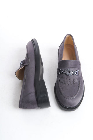 Kadın Loafer Makosen Casual Tokalı Günlük Ayakkabı Tery Gri