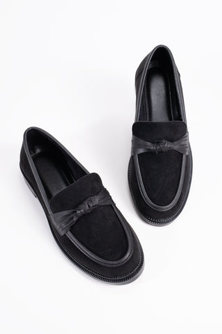 Kadın Loafer Günlük Klasik Ayakkabı Casual Makosen Zelda Siyah Süet
