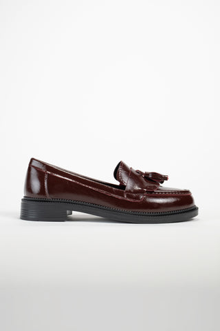 Kadın Loafer Makosen Günlük Ayakkabı Lipa Bordo Rugan