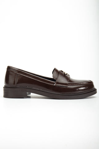 Kadın Kalın Tırtıklı Taban Maskülen Loafer Günlük Ayakkabı Mons Kahve