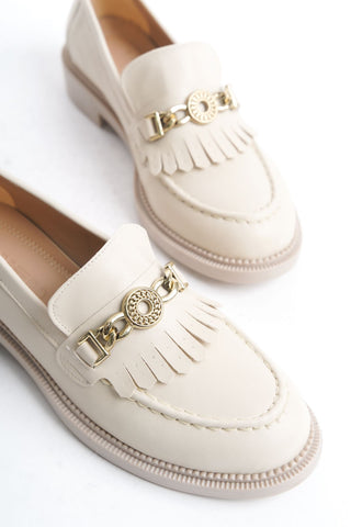 Kadın Loafer Makosen Casual Tokalı Günlük Ayakkabı Tery Bej