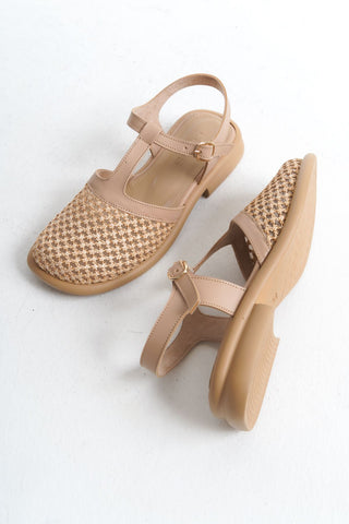 Kadın Poli Taban Önü Kapalı Hasır Bantlı Günlük Sandalet Lunin