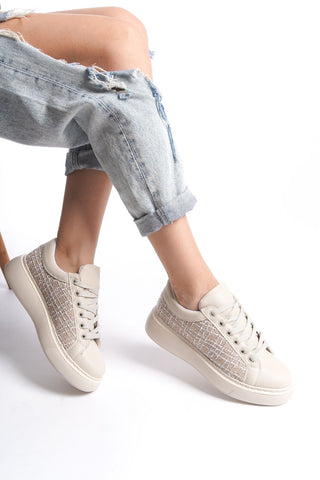 Monza Kadın Sneaker Yüksek Taban Bağcıklı Günlük Spor Ayakkabı