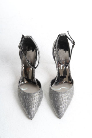 Kadın Sivri Burun Yanlar Açık Atkılı Stiletto Günlük Topuklu Ayakkabı Edna Platin